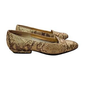 California Magdesians Shoes Women 6.5 Gold Leather Snakeskin Print Slip On Vtg